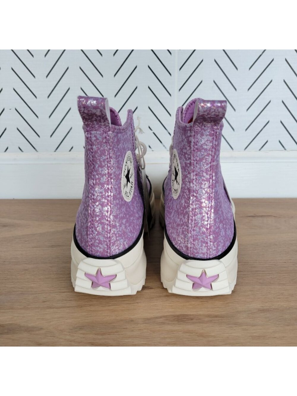 ⭐Converse Run Star Hike Hi 5.5 Mens Shoes Sneaker Purple Glitter Snekaer A10096C - Picture 4 of 10